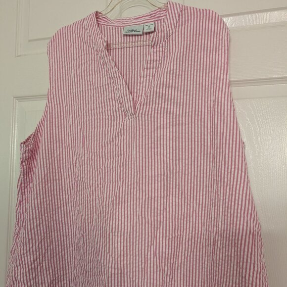 Vermont Country Store Seersucker Midi Dress Womens Size 1X Fuchsia Pink Pintuck - Picture 2 of 8